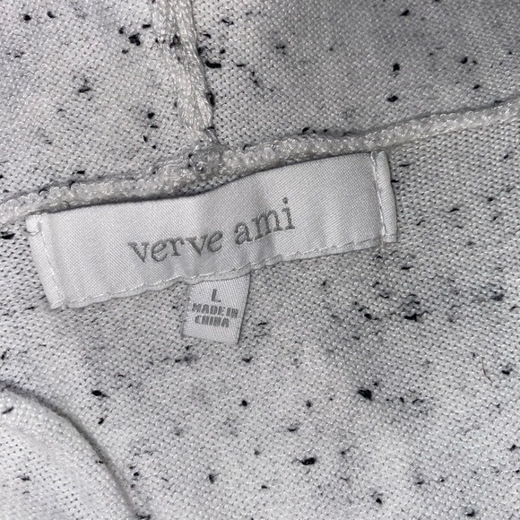 VERVE AMI Open Front Cardigan with Hood Lightweight in LT Gray Speckled SZ LG - Picture 4 of 7